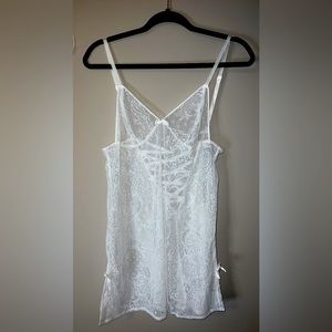 Victorias Secret white lace babydoll slip, size large